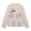 Cute Pony Print Long-Sleeve Top — Apricot