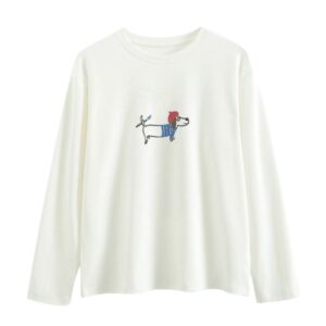 Artist Dachshund Puppy Long-Sleeve Shirt — White