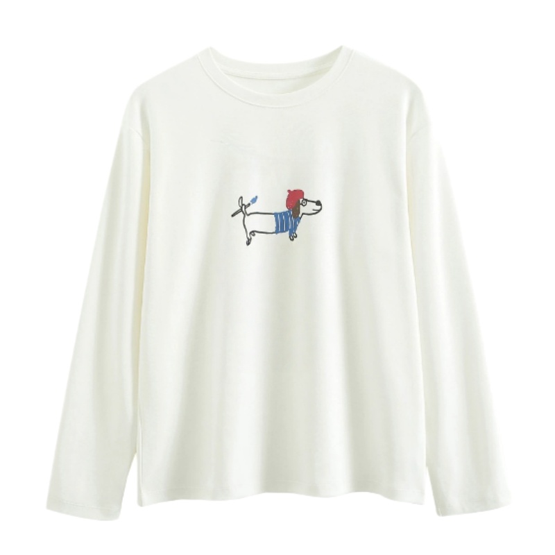 Artist Dachshund Puppy Long-Sleeve Shirt — White