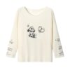 Hand-Drawn Puppy Print Long-Sleeve Top — Apricot